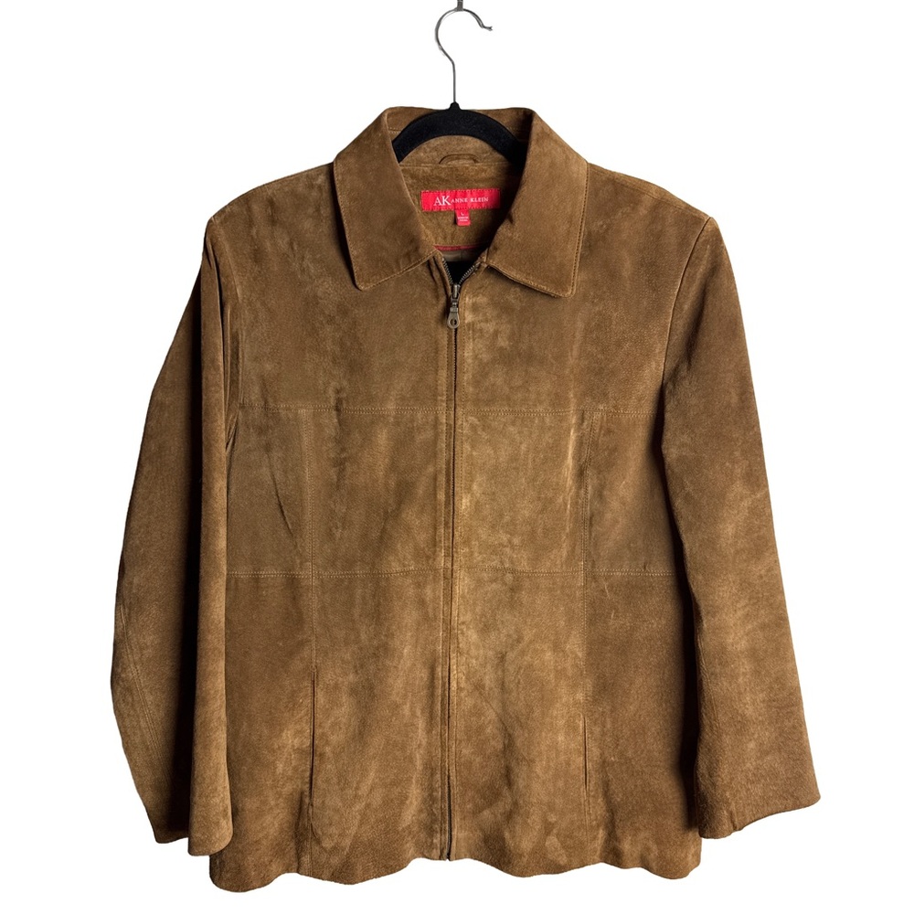 Anne Klein Genuine Suede Jacket – Women’s L – Tan Leather – Excellent Condition